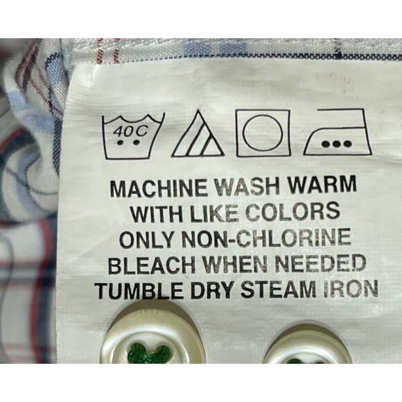 Tommy Hilfiger Men's Button Front Shirt Slim Fit Plaid Red White Blue 15 1/2 - Picture 6 of 6